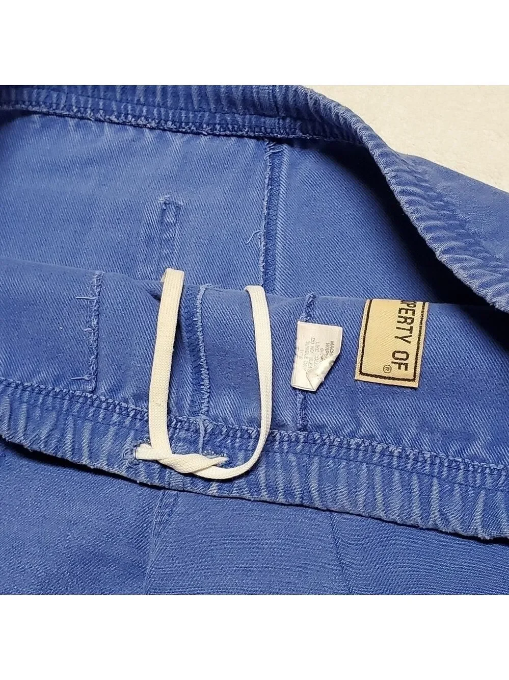 VINTAGE 90s Durable Blue Cotton Mid Rise Tie-Waist Straight Tapered Leg Pants 30